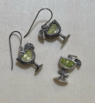 SHUBE SILPADA STERLING LIME MARGARITA 925 GLASS EARRINGS CACTUS LIME PENDANT