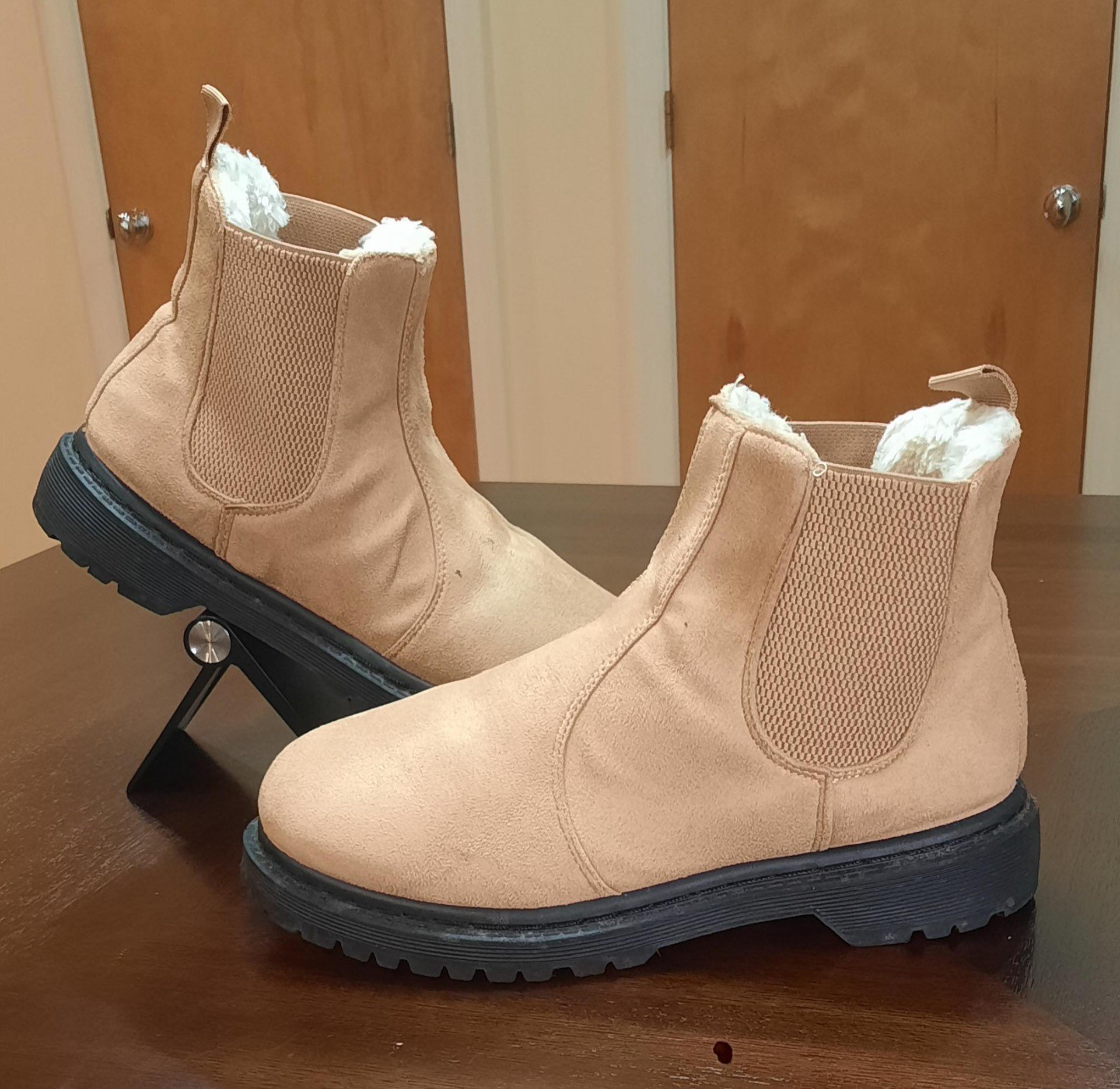 Forever 21 Fleece Lined Beige Chelsea Boots
