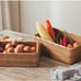 Natural Rattan Storage Baskets, Rectangular Woven Fruit Baskets, Wicker Decorati