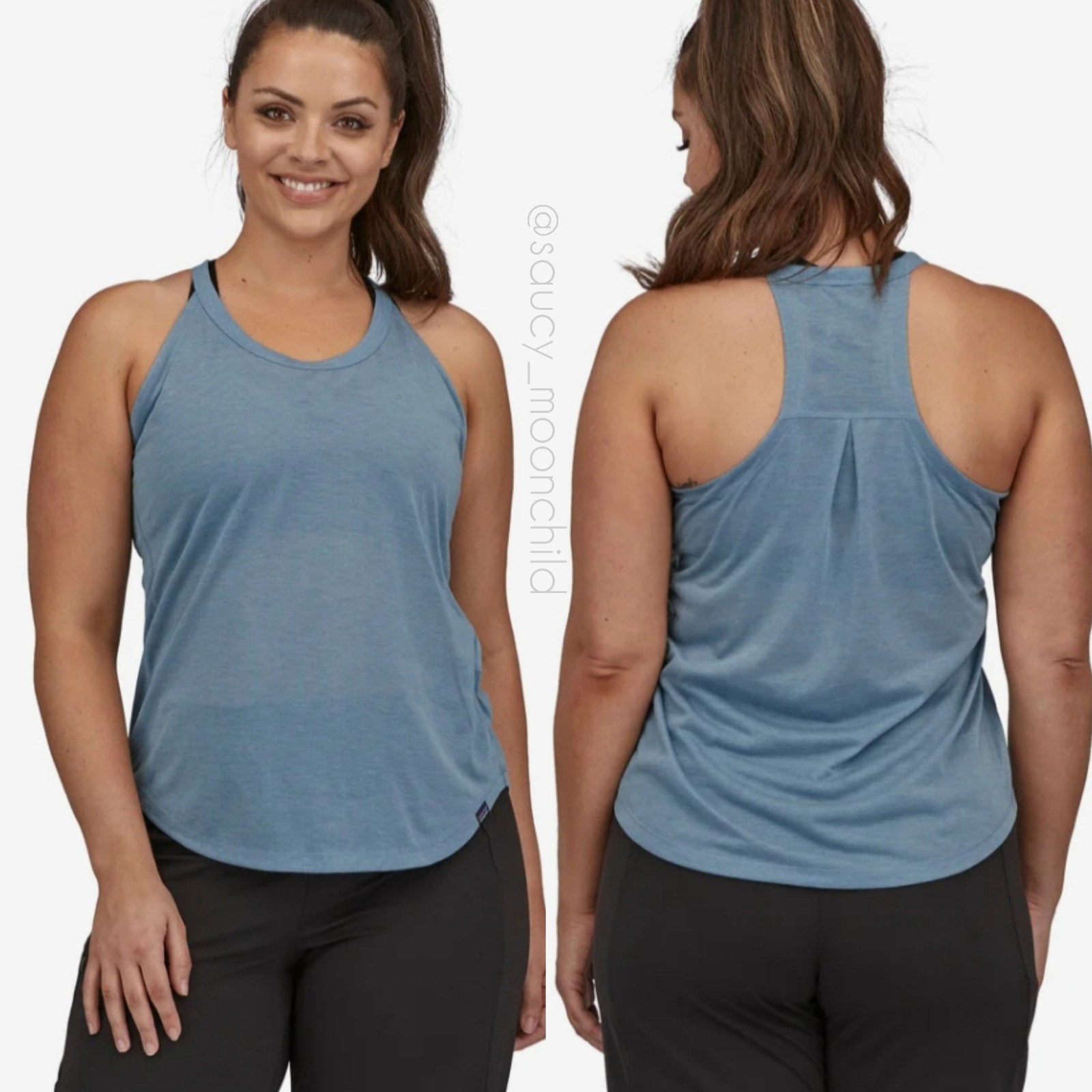 Patagonia Large Aqua Blue Tank Top Summer Hiking Cotton Outdoor Racerback