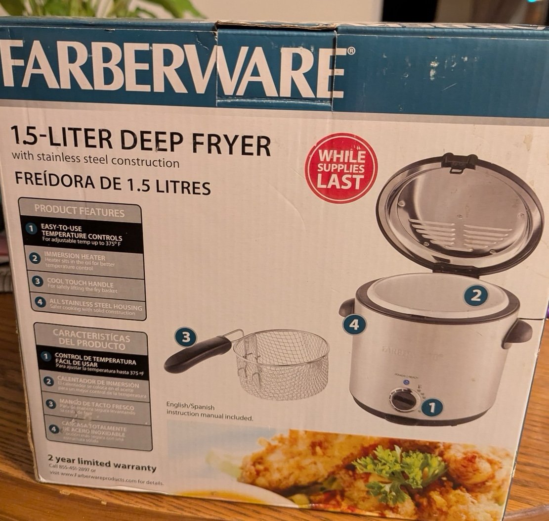 Farberware 1.5 - Liter Compact Stainless Steel Deep Fryer Model FW-DF808 NEW
