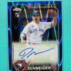 2024 Topps Chrome Blue Raywave Davis Schneider SSP /150 on card Auto