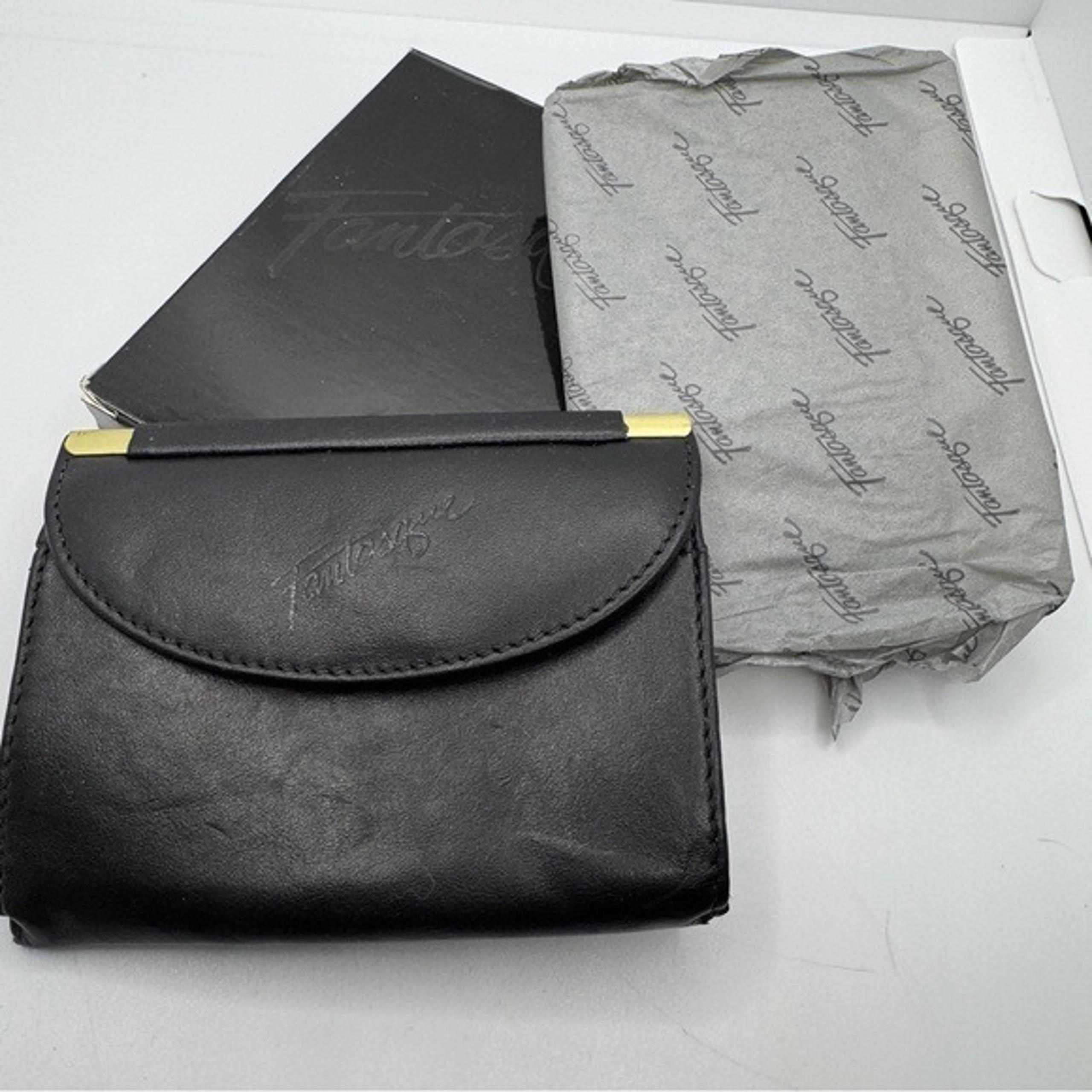 Vintage 1983 Avon Leather Coin Change Purse Credit Card Black 4x3 Fantasque