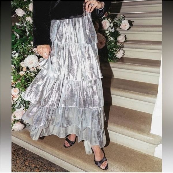 NWT Antonio Melani x Born on Fifth Aurelia Metallic Tiered RuffleSkirt