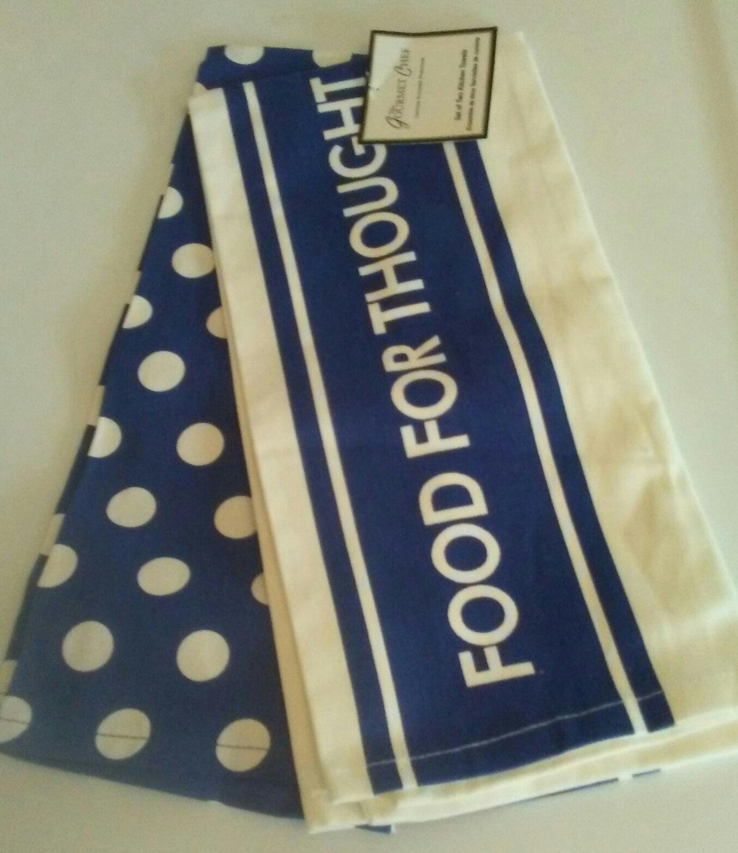 2 Kitchen towels Food for Thought Polka