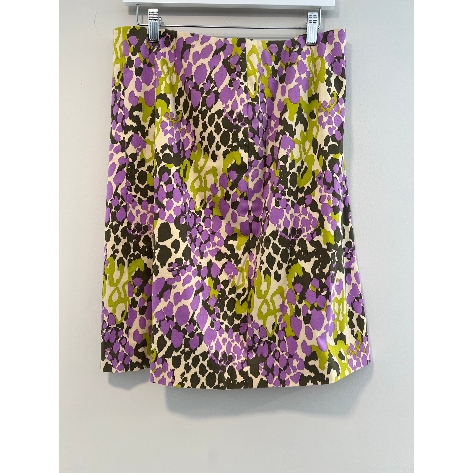 Doncaster Spring Floral Straight Knee Length Cotton Skirt Green Purple Size 8 JJ