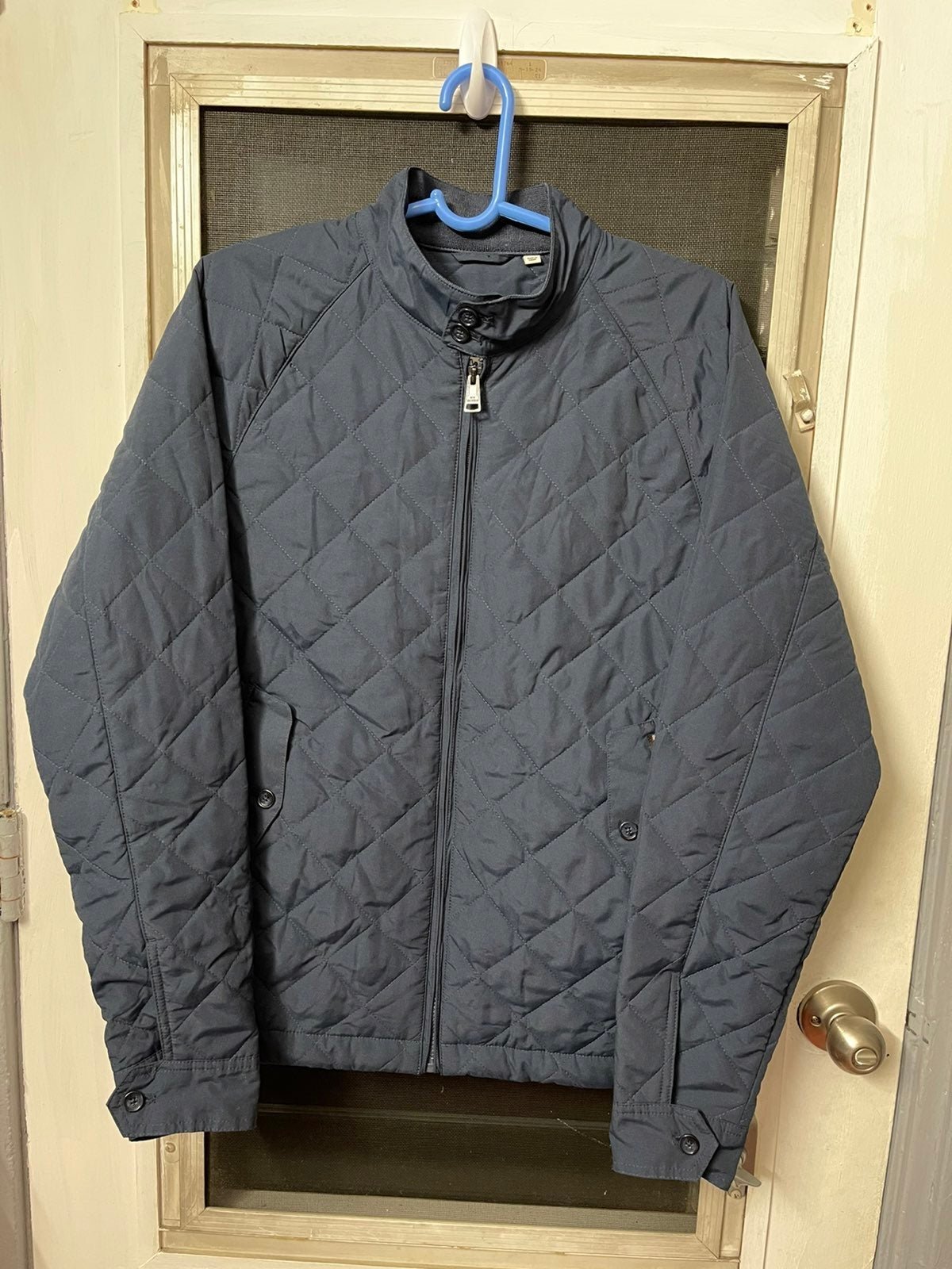 Ben Sherman quilted bomber jacket in navy.