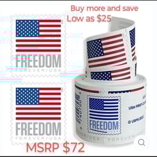 (5 rolls) 100x Forever Flag Stamp Roll (MSRP 72) great for holiday cards