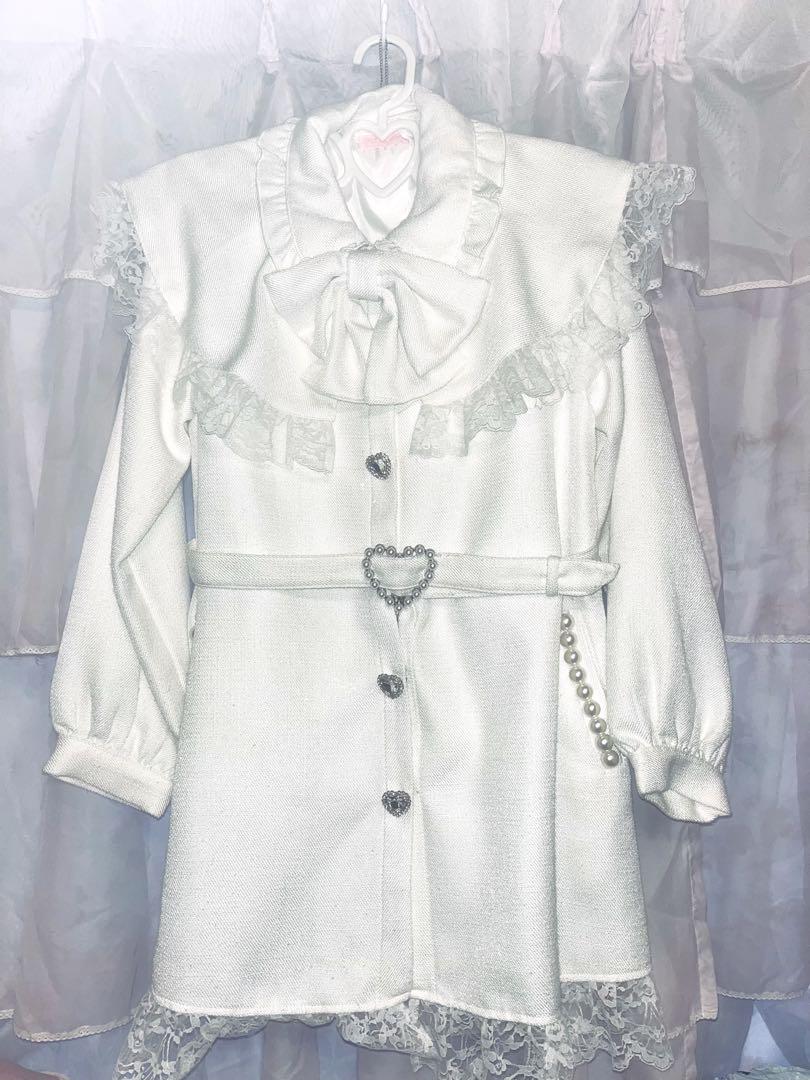 【Princess Melody】 Spring Tweed Cape Trench Coat - White