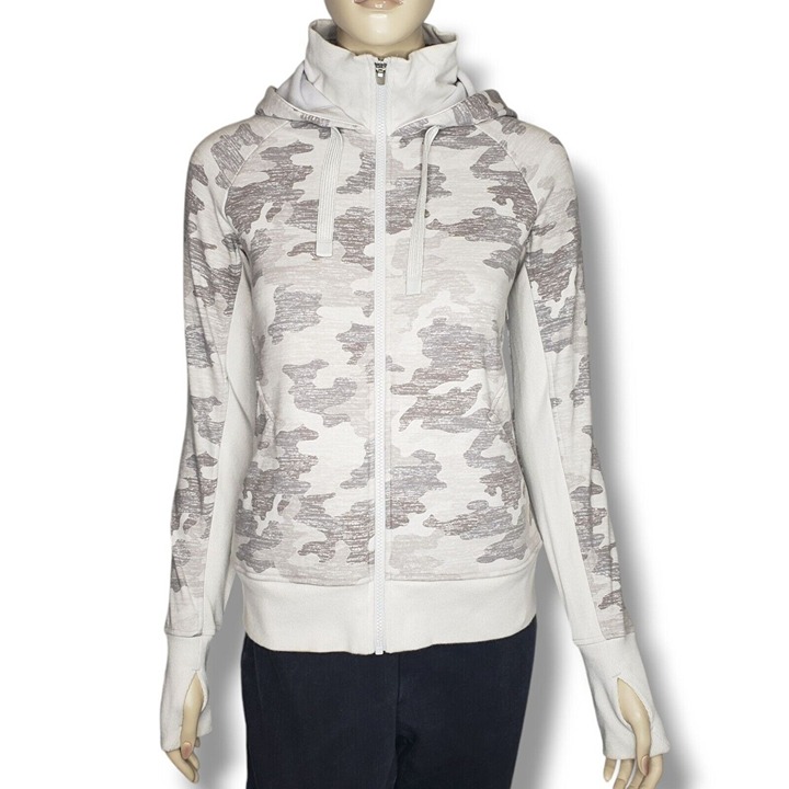 Athleta Triumph Printed Hoodie Jacket Womens XS Camo Full Zip