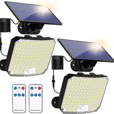 2-Pack Solar Lights Outdoor, 118 LED Solar Motion Sensor Flood Lights w/ Remote