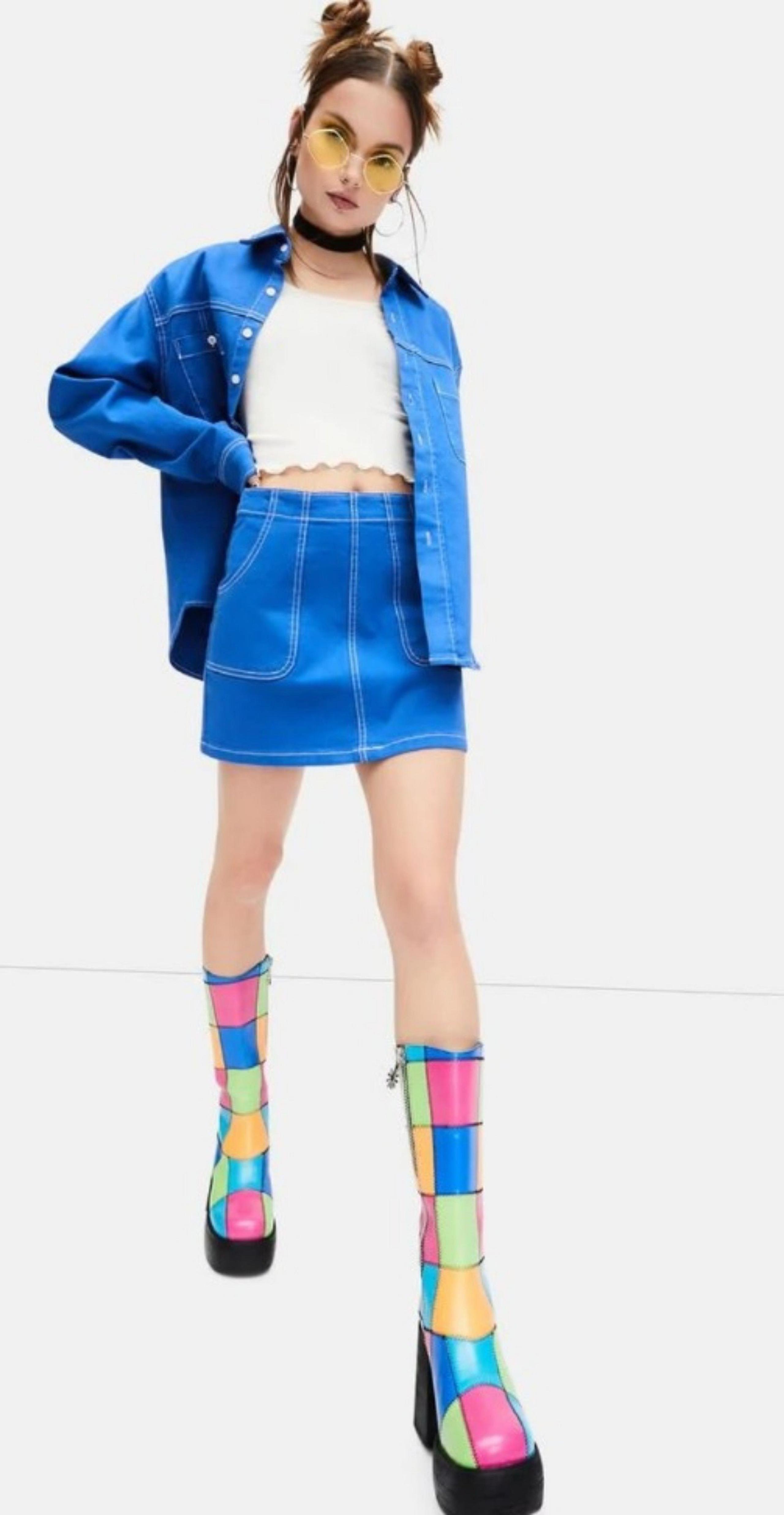 Dolls Kill dELliA*s Next Task Contrast Stitch Mini Skirt