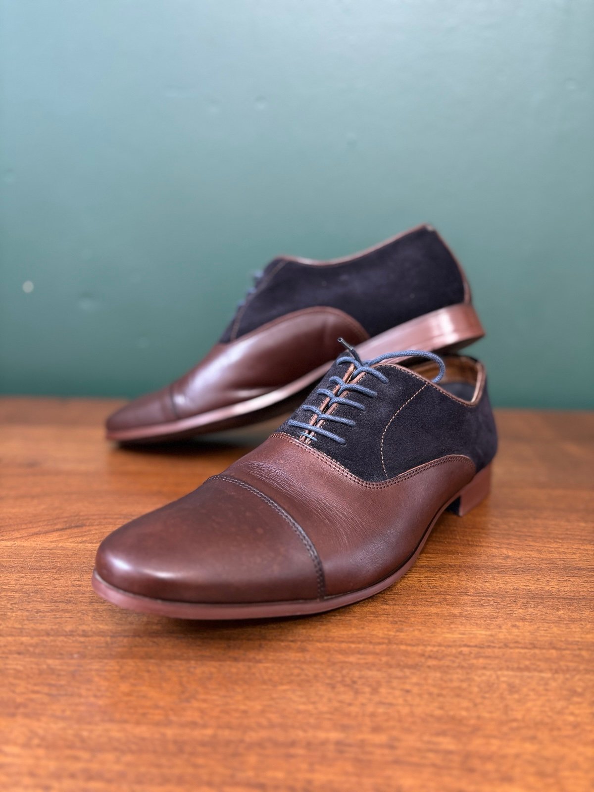 Leather & Suede Cap Toe Oxford Shoe