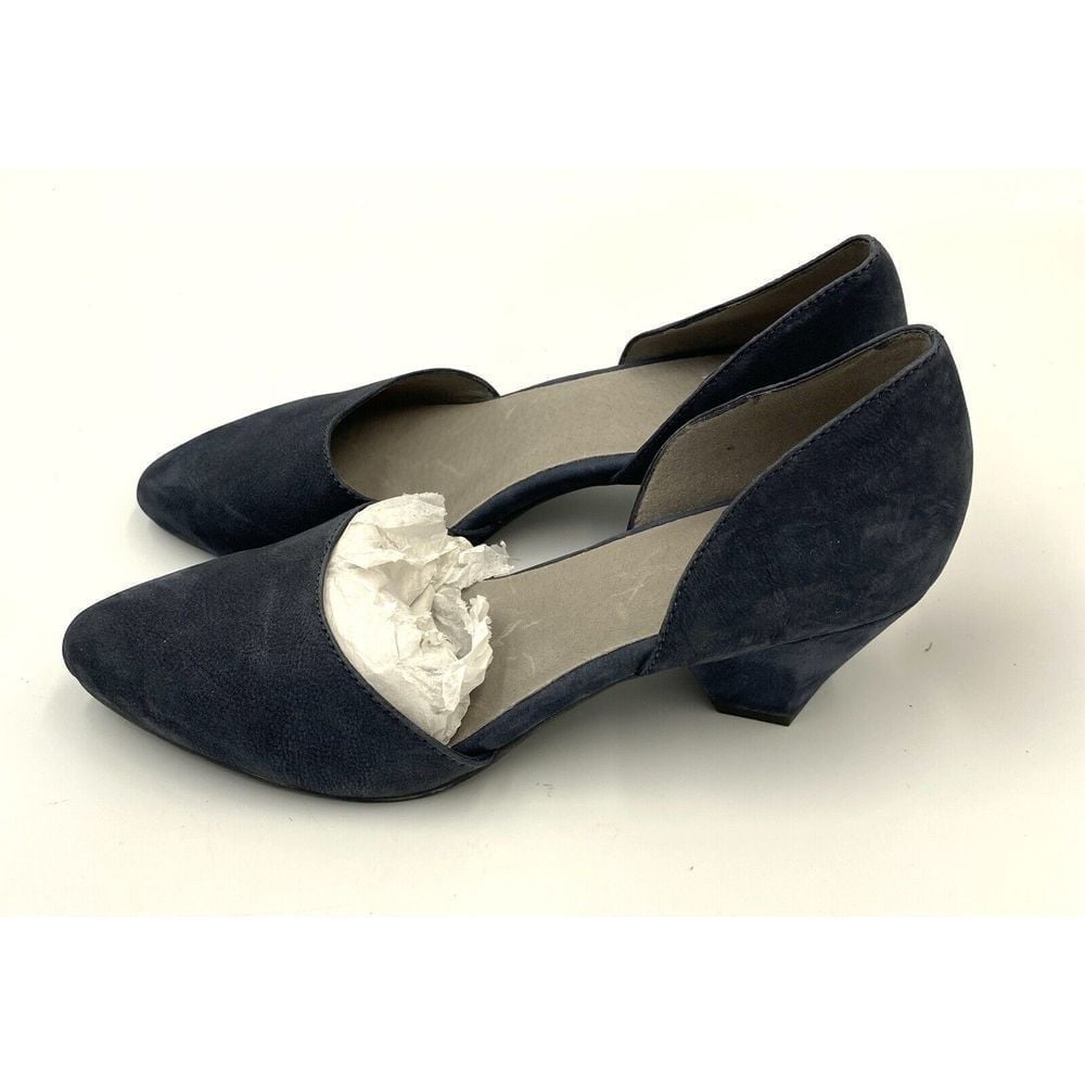 Eileen Fisher Remi Leather D'Orsay Hexagon Heels Dressy Shoes Grey Size 8