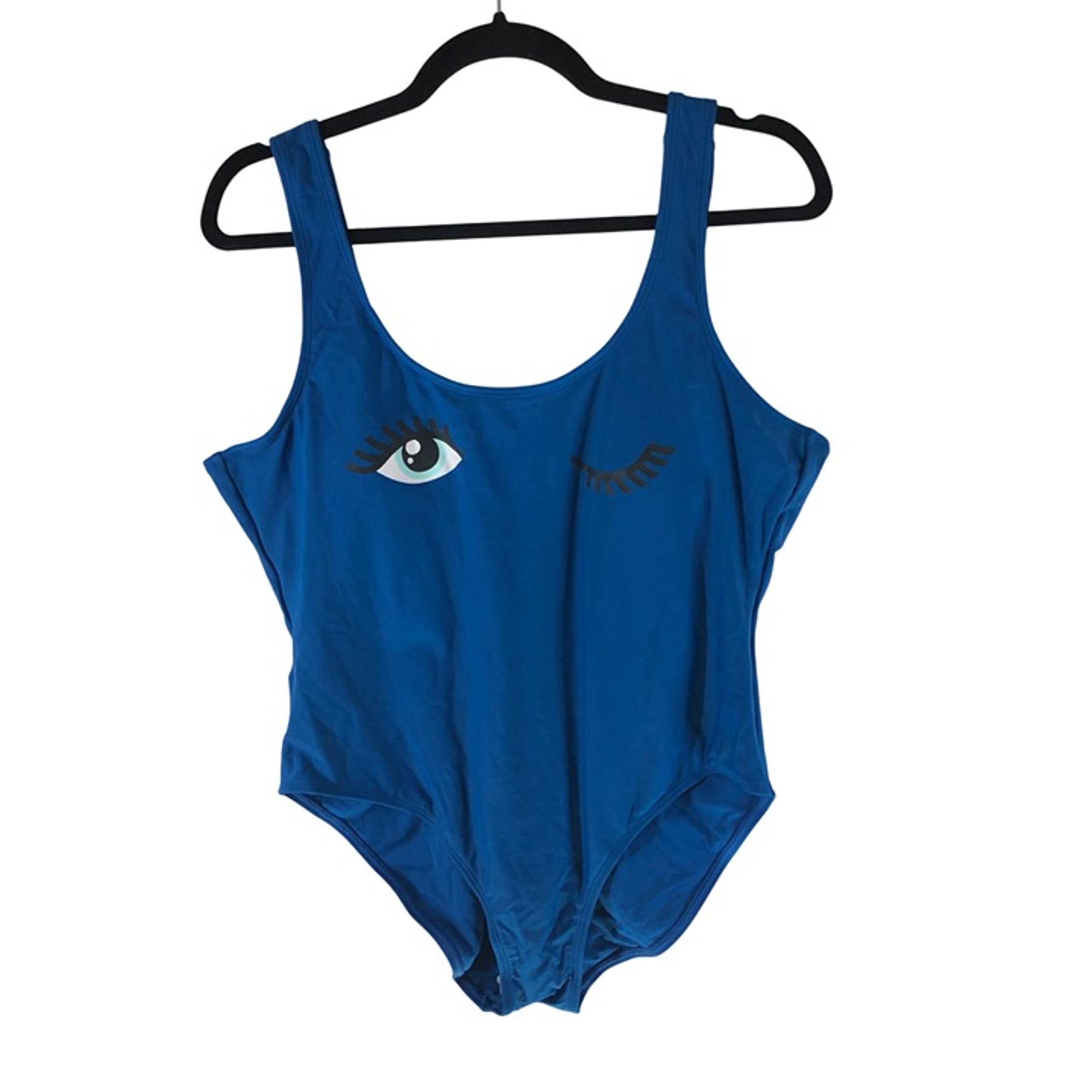 No Boundaries One Piece Swimsuit Cheeky High Leg Removable Cups Wink Blue XL