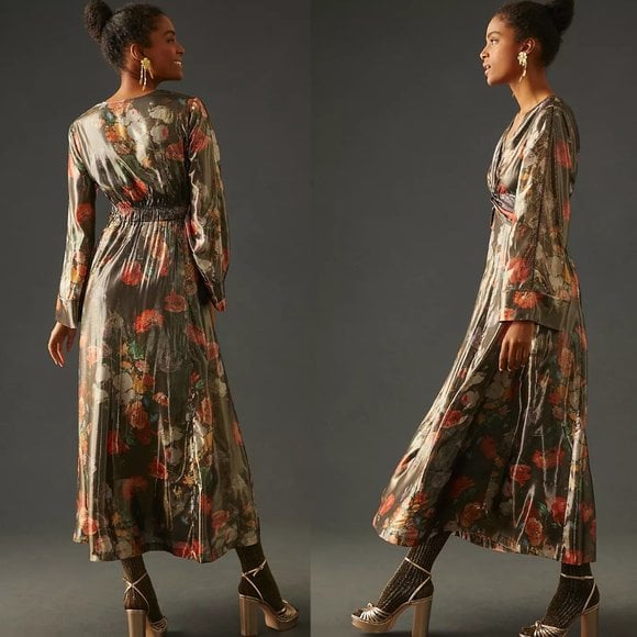 Anthropologie Caballero Deep V-Neck Maxi Dress 2XS new with tag XXS