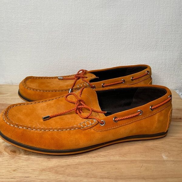 Geox Driving Loafers Men's 11 Burned Orange/Sienna Suede Moccasins Worn Once