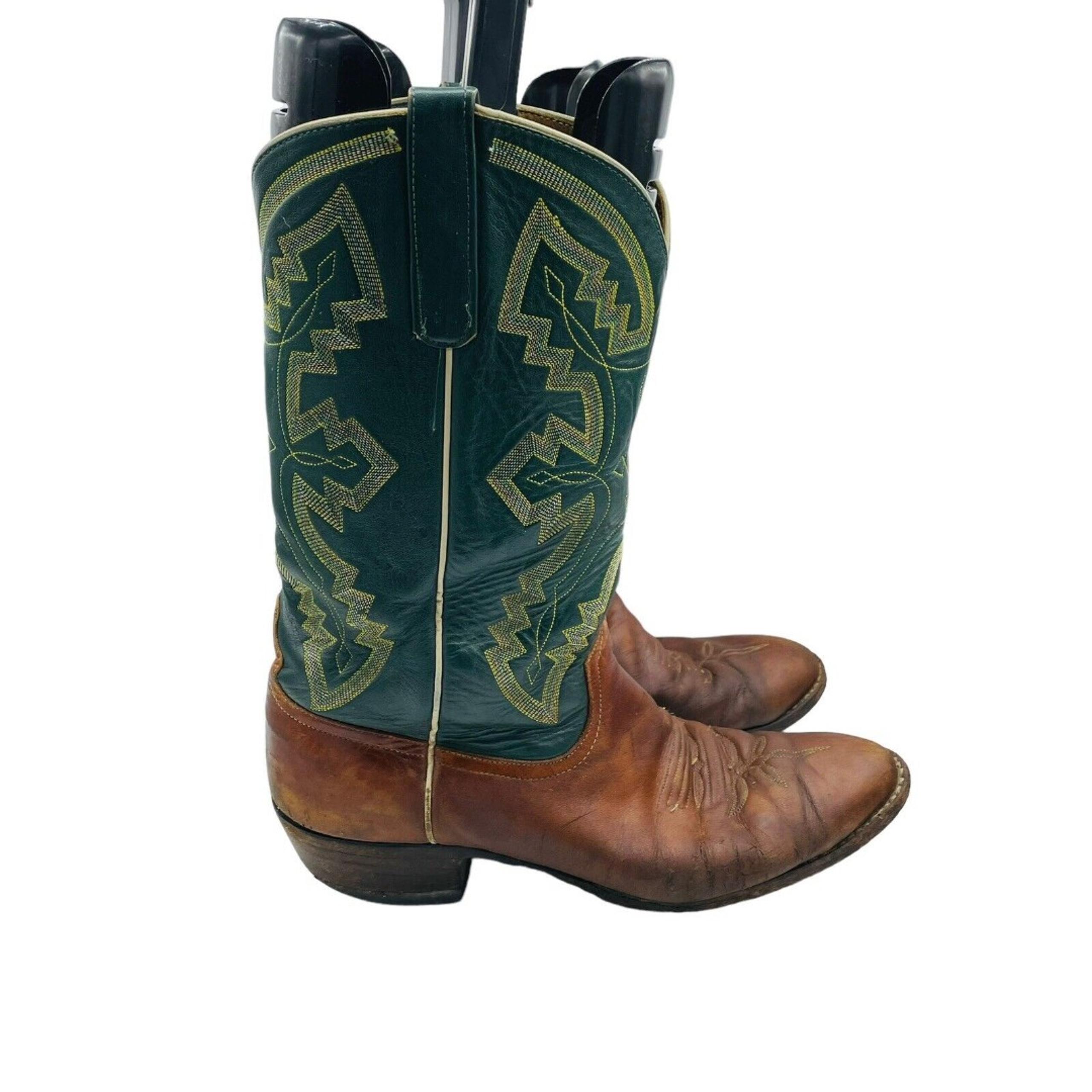 Vintage ANDERSON BEAN Women’s Brown Green Leather Boots Size 11D USA