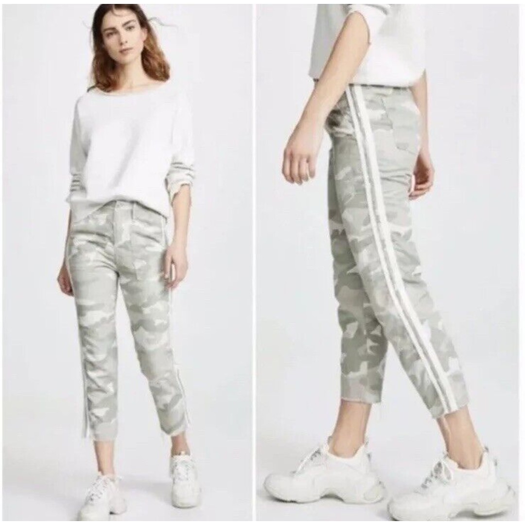 Mother The Shaker Chop Crop Fray Straight Leg Camo Pants Desert Print Size 28