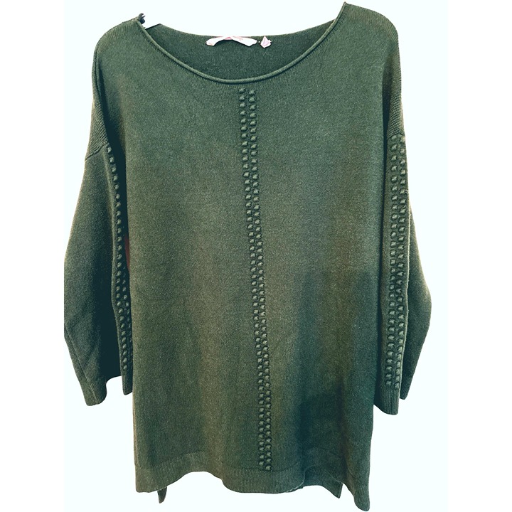 Soft Surroundings Green Knit Sweater Long Sleeve Textured Design Comfortable M