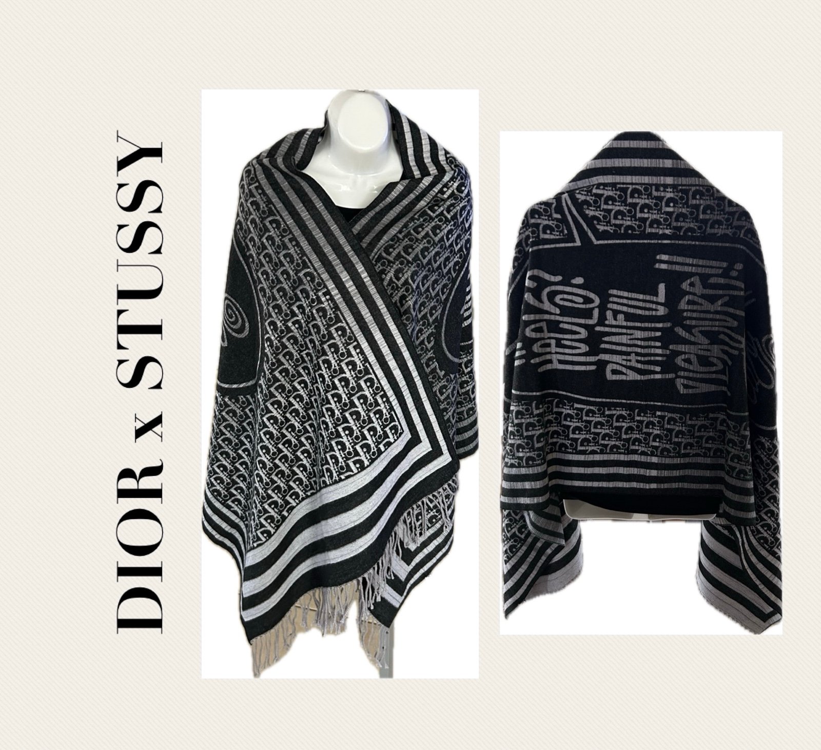 Christian Dior x Shawn STUSSY soie silk stole scarf (Excellent Condition)