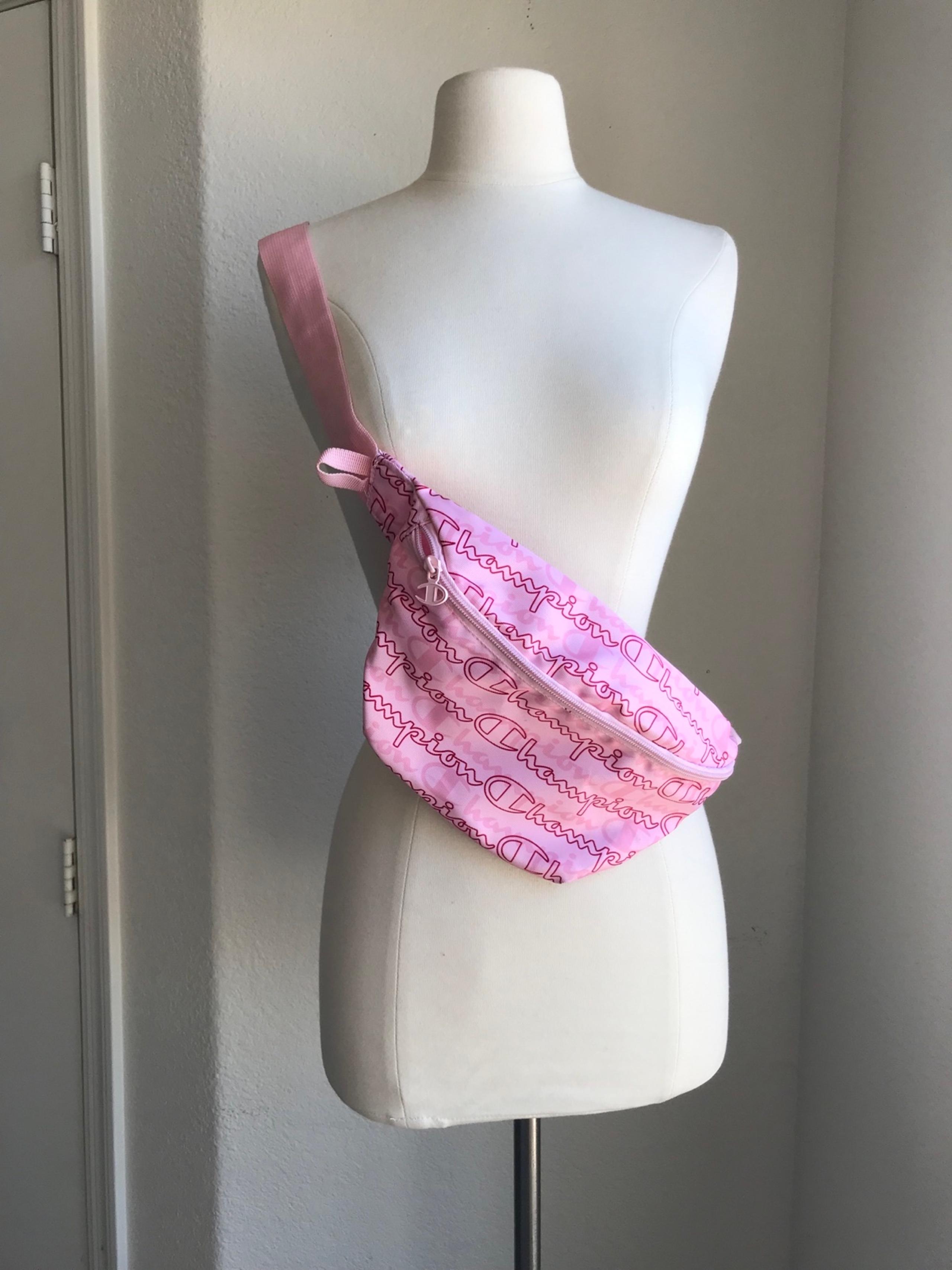 Champion Belt Bag Fanny Pack Adjustable Waist Pink Logo Repeat Pattern Lightweig