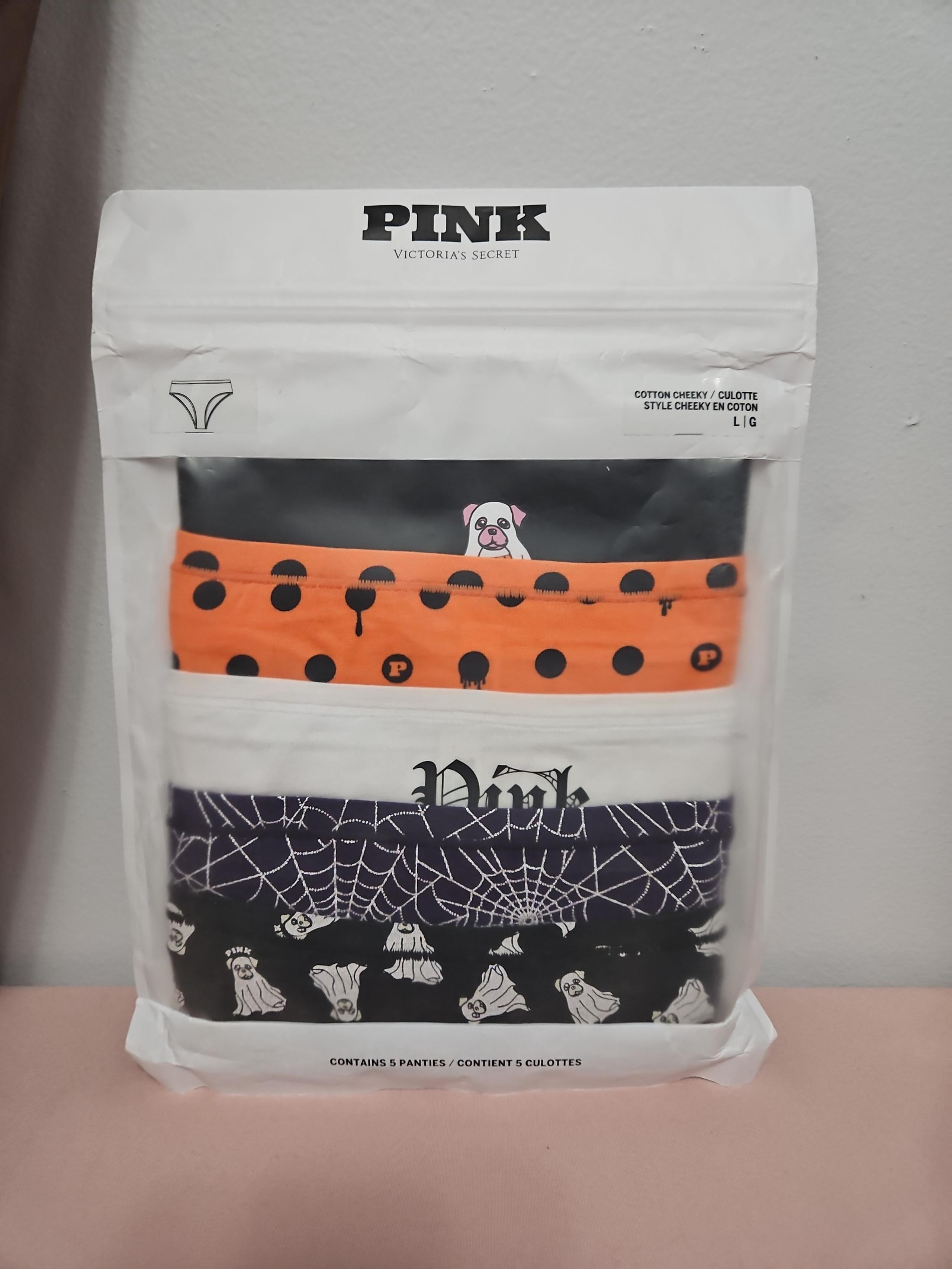 PINK cotton cheeky halloween 5 pack panties.