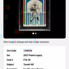 2023 Panini Legacy #FTA-30 Tyreek Hill For The Ages Orange Parallel /249 SGC 9.5