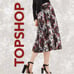 TOPSHOP Ramble Pleated Faux Leather Floral Midi Skirt