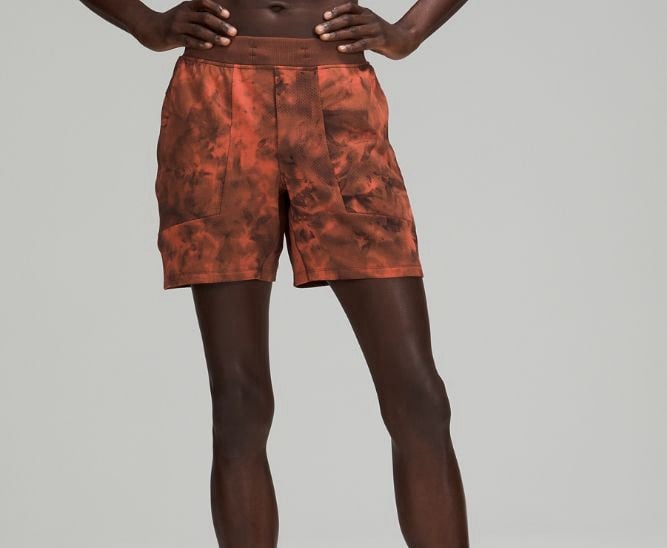 Lululemon Textured Tech Shorts 7” Men’s Size M Rust Tie-Dye Workout Gymcore