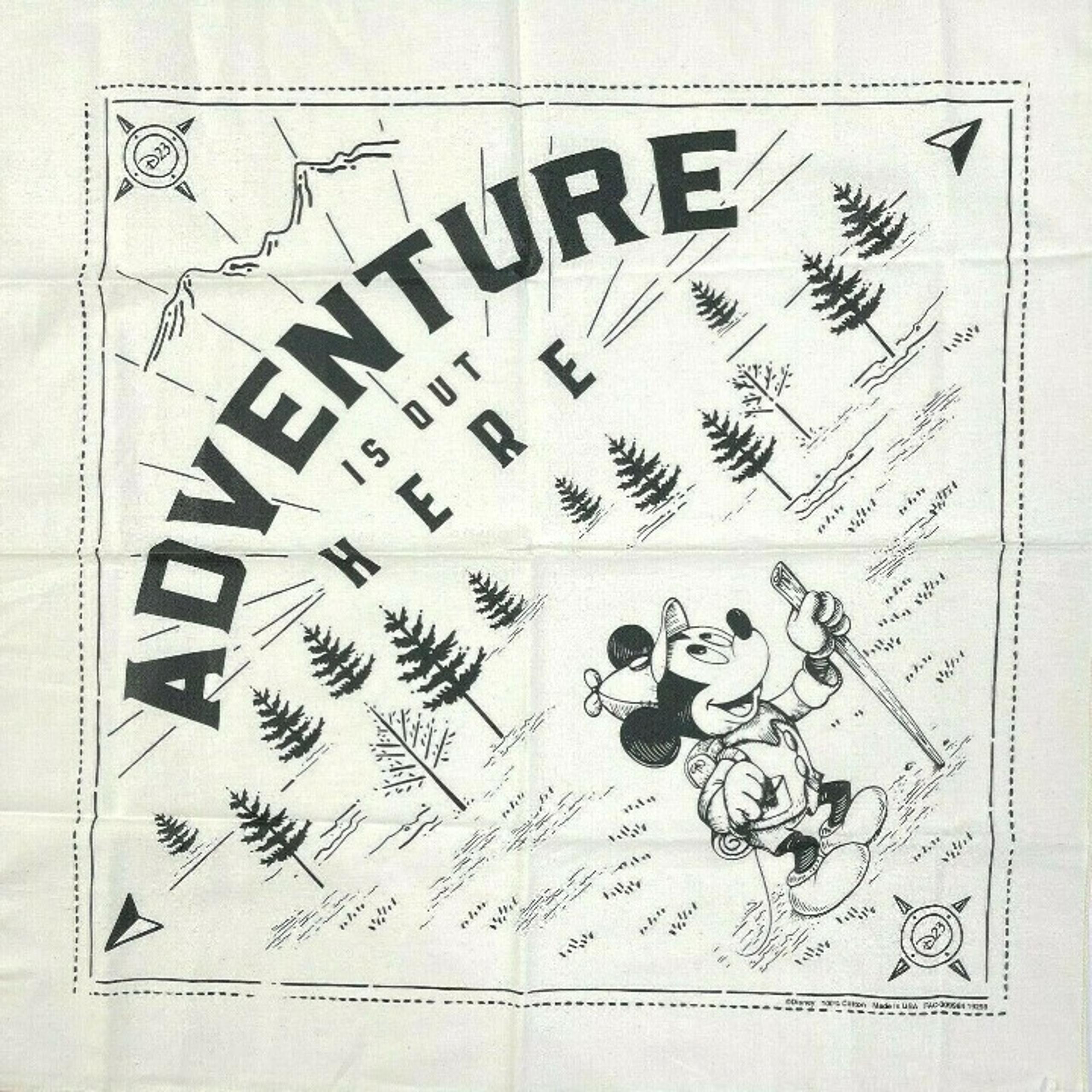 Adventure Is Out Here D23 Disneyland Mickey Mouse Bandana 2020 Gold Member USA