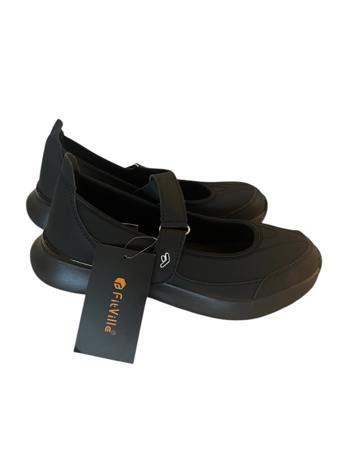 Fitville Mary Jane WMNS Casual Fitness Black Low Top Strap Shoes SZ: 9W NWT