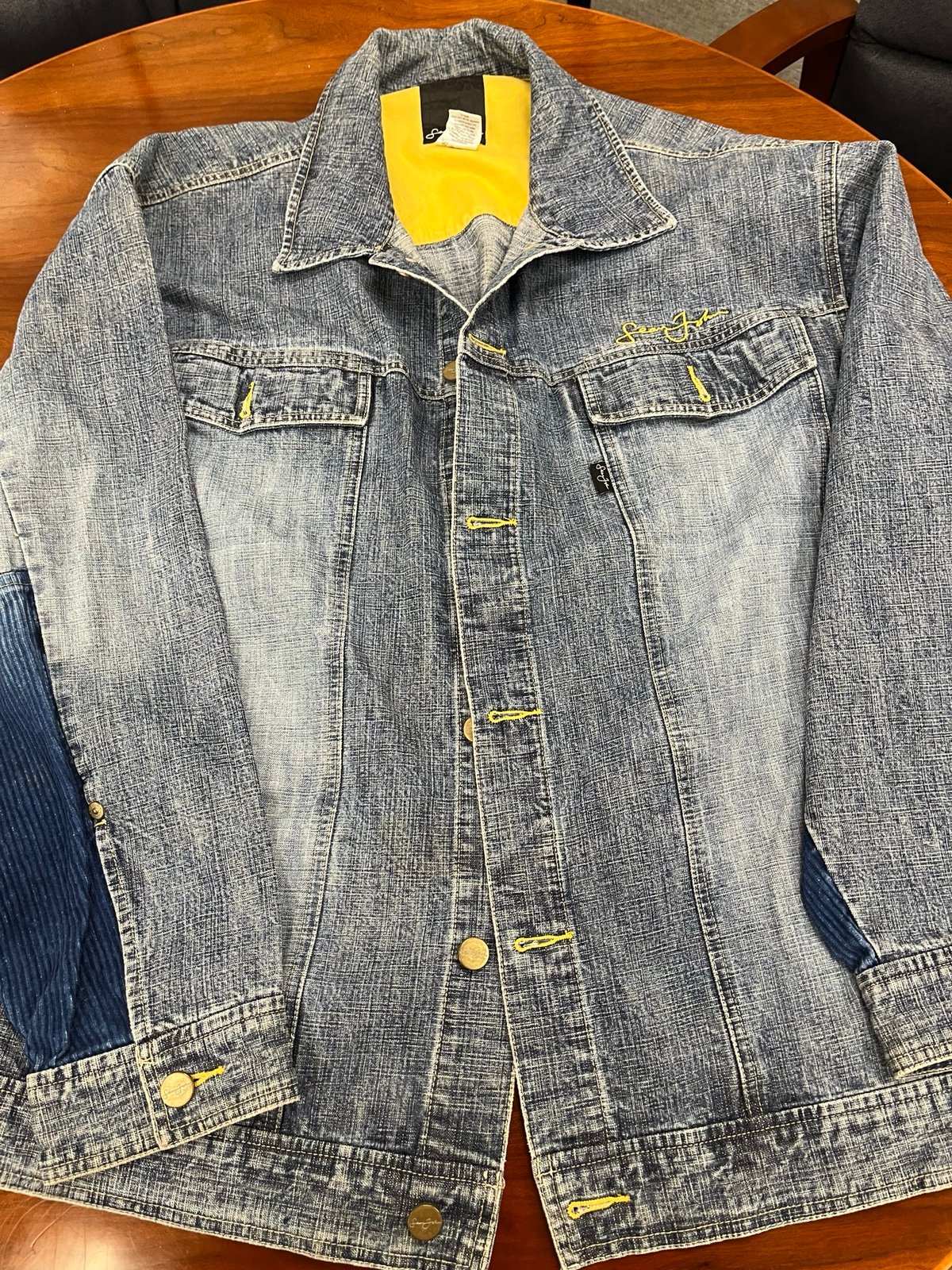 Sean John Size XXL trucker jacket Blue with corduroy