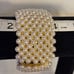 Beautiful Pearl Wide Cuff Bracelet in Gold Tone for any occasion