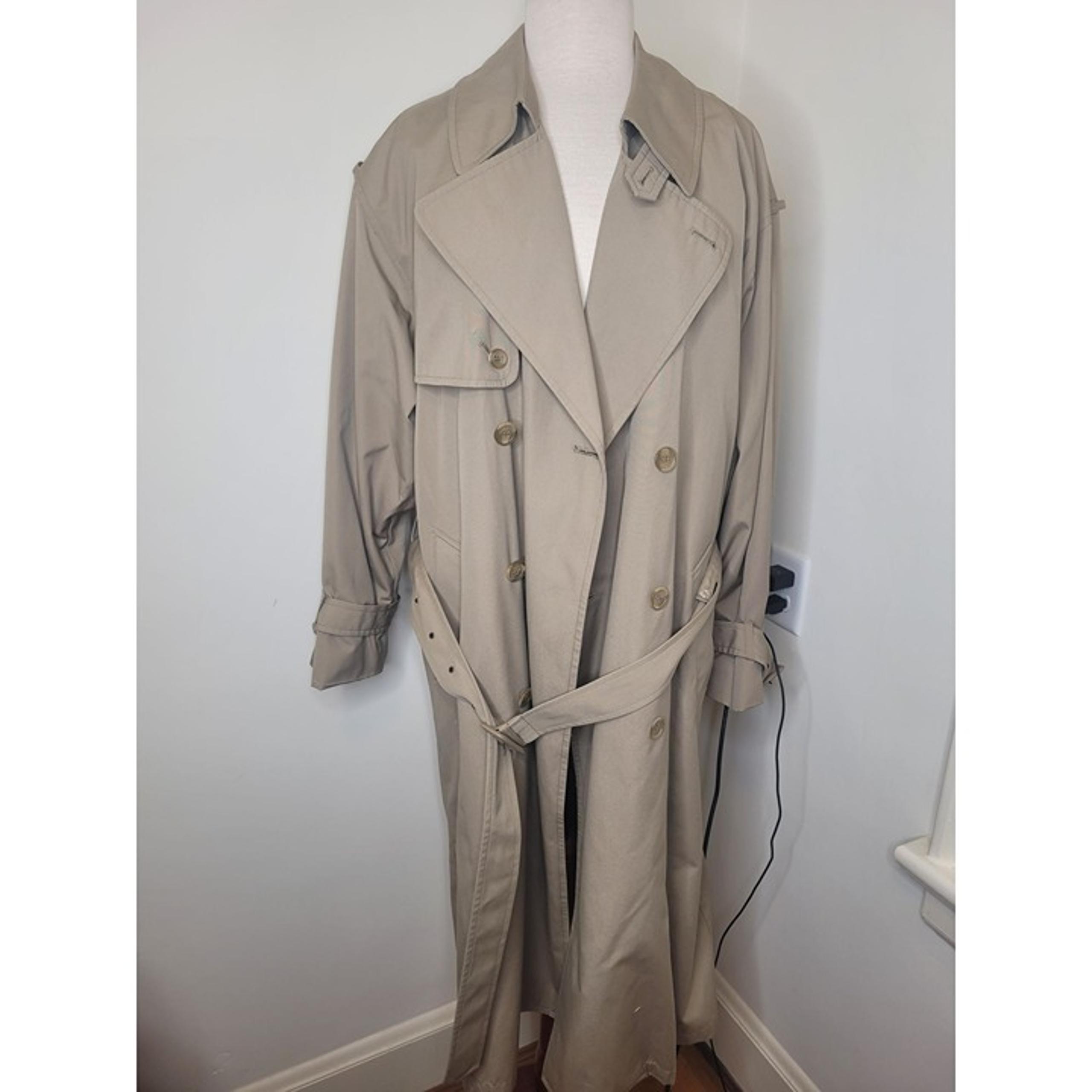London Fog Mens Limited Edition Trench Coat 40R Tan Zip-Out Lining Old Money