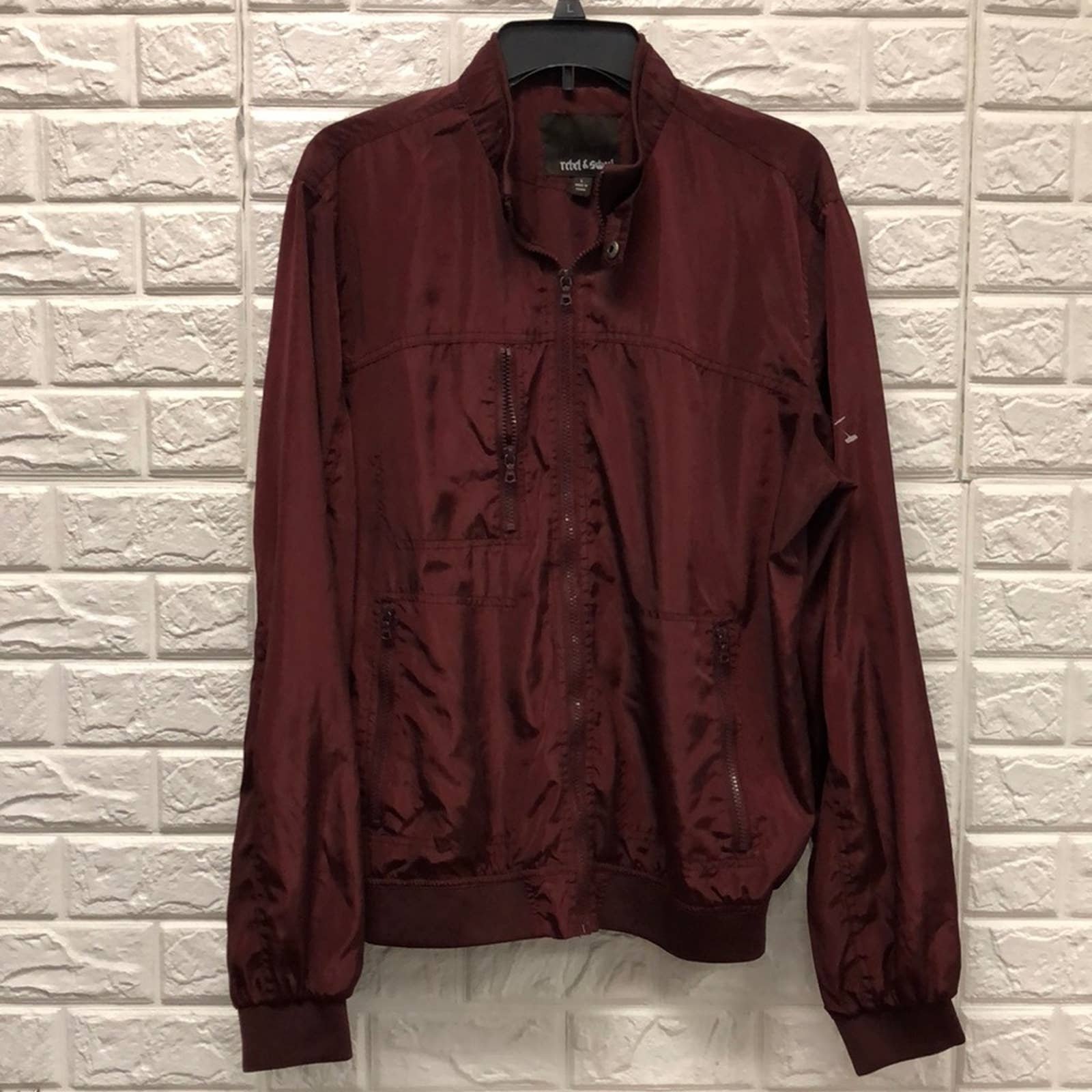 Rebel & Soul burgundy “member’s only” style zip up mens jacket size L