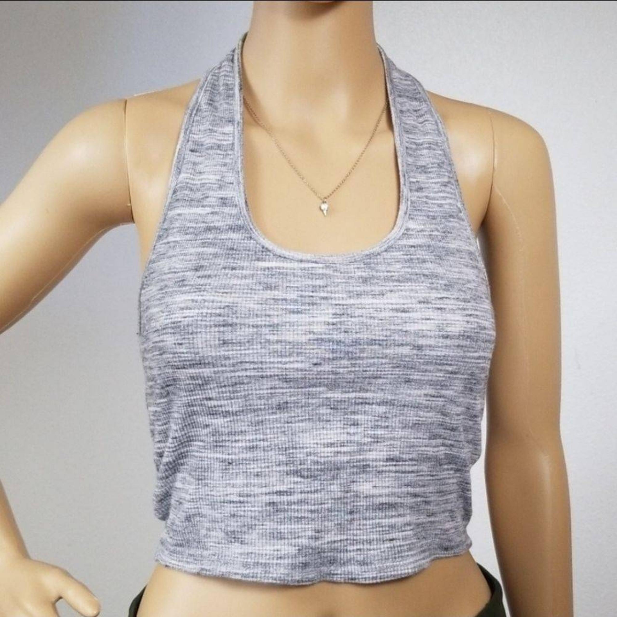 Wet Seal Gray backless Halter Crop Top