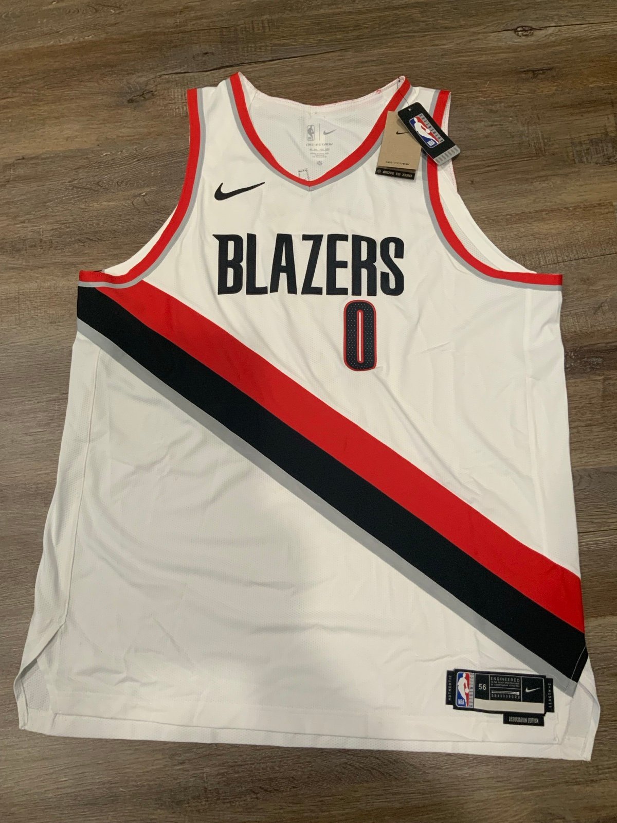 Nike Portland Blazers Vaporknit Damian Lillard Authentic Jersey CW3289-100 SZ 56