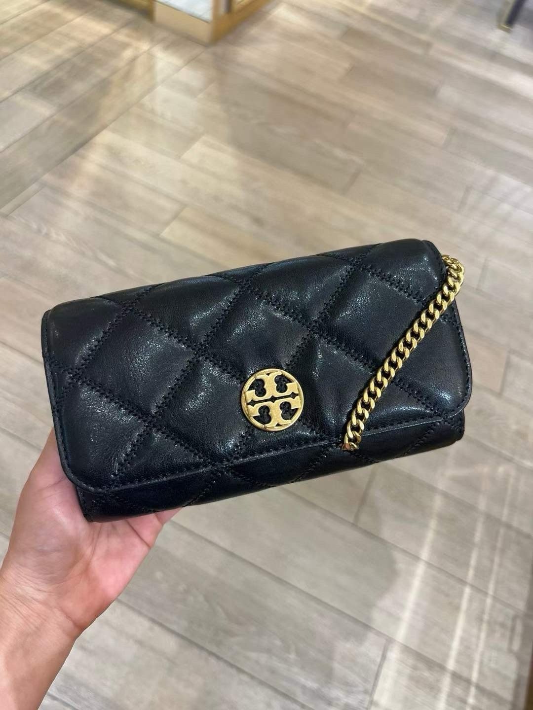 Tory Burch WILLA CHAIN WALLET In Black 150076 NWT