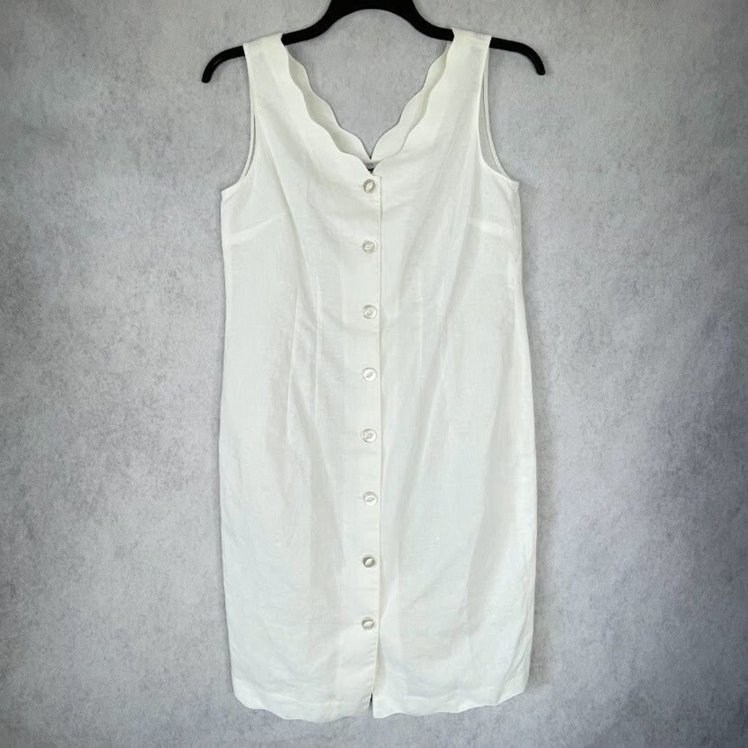 Guideboat Linen Blend Dress White Sleeveless Dress Women's Size 6 NEW!