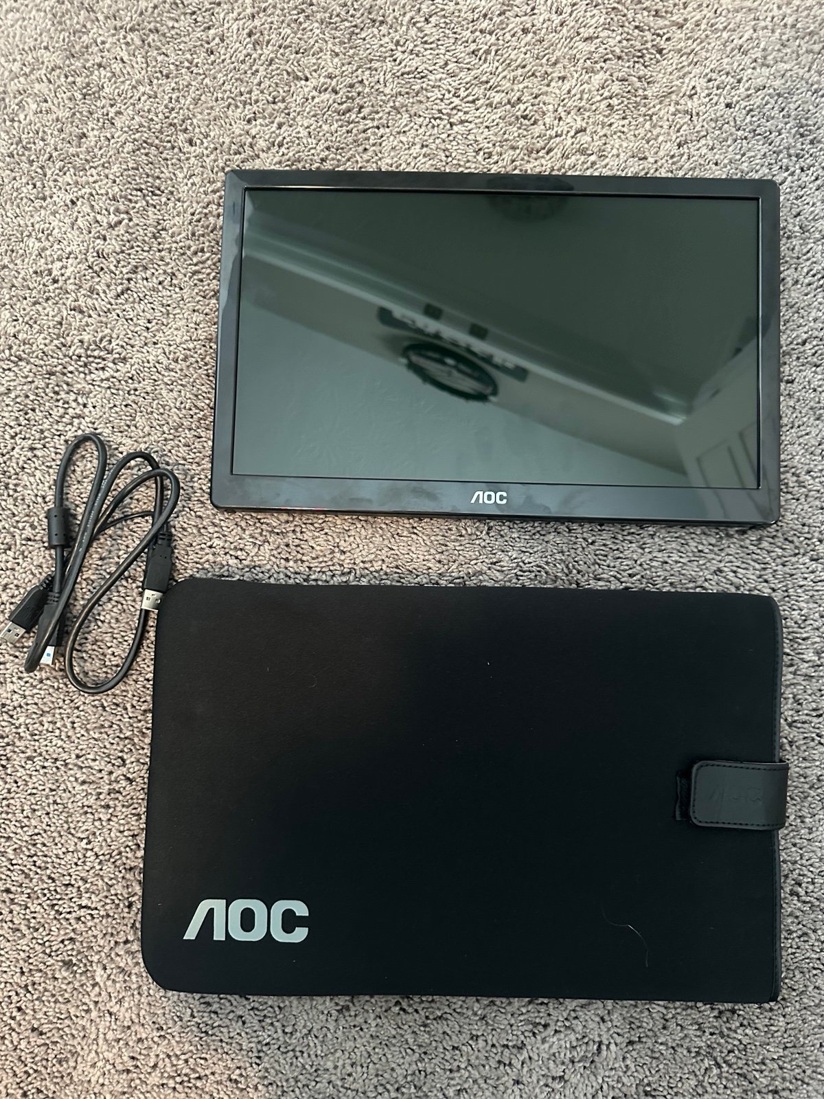 AOC - E1659FWU 15.6 USB-3.0 Portable LED HD Monitor (USB) - Glossy piano black