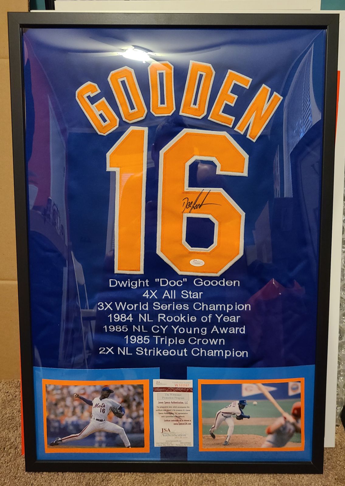 Dwight Doc Gooden Signed Stat Jersey