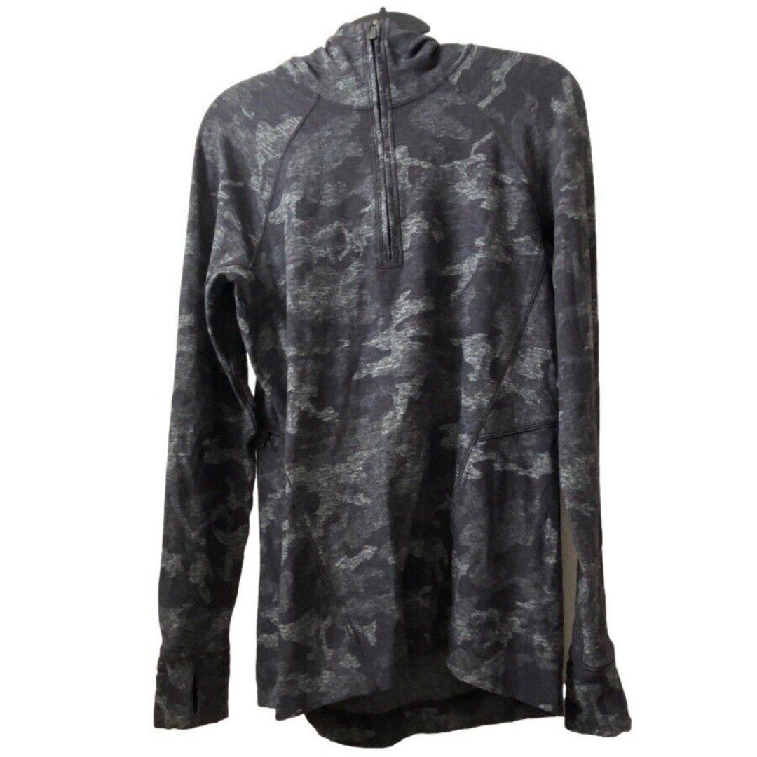 Lululemon Outrun the Elements 1/2 Zip - Incognito Camo HTR Black / Size 6