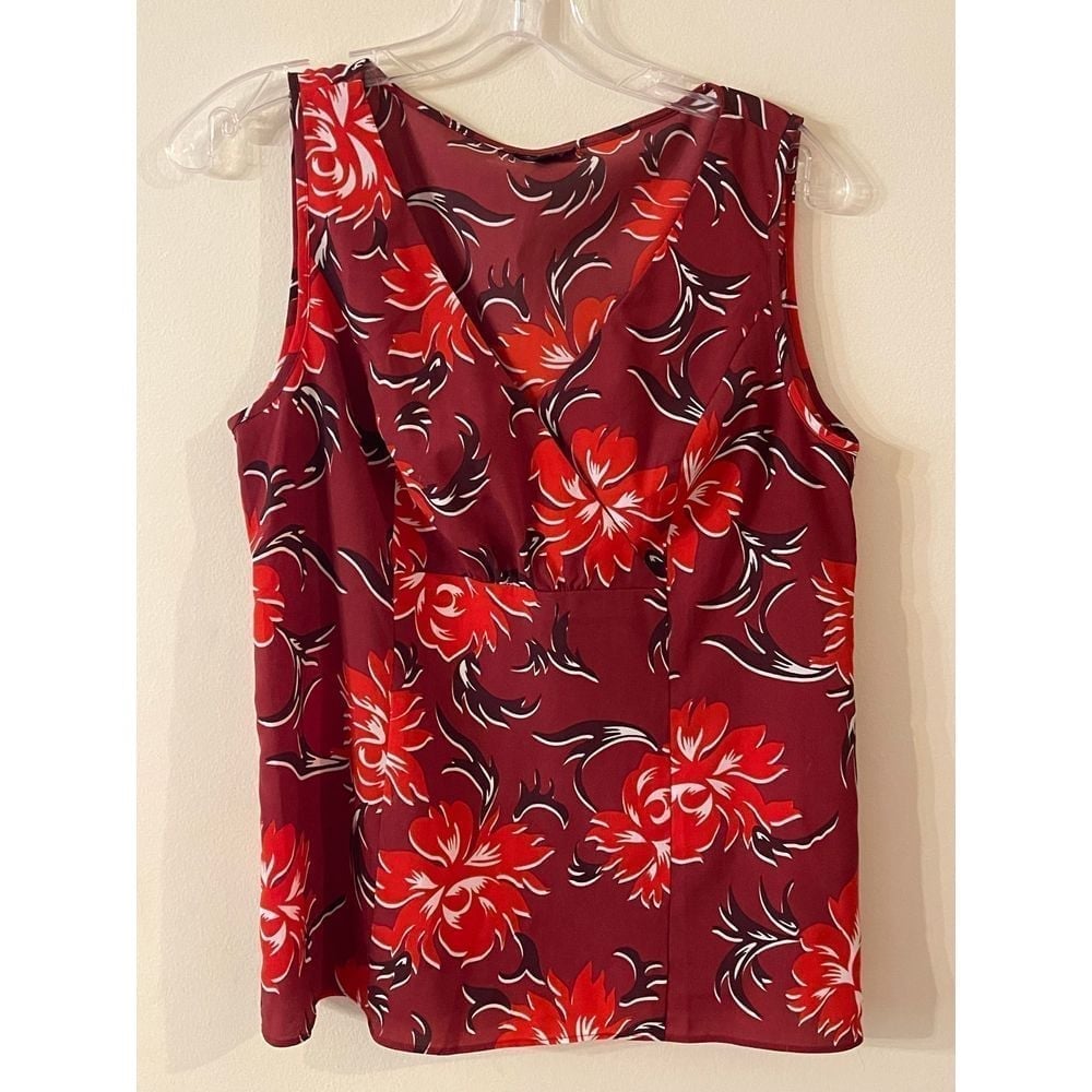 Vibrant Floral Top- Bold Red Blooms