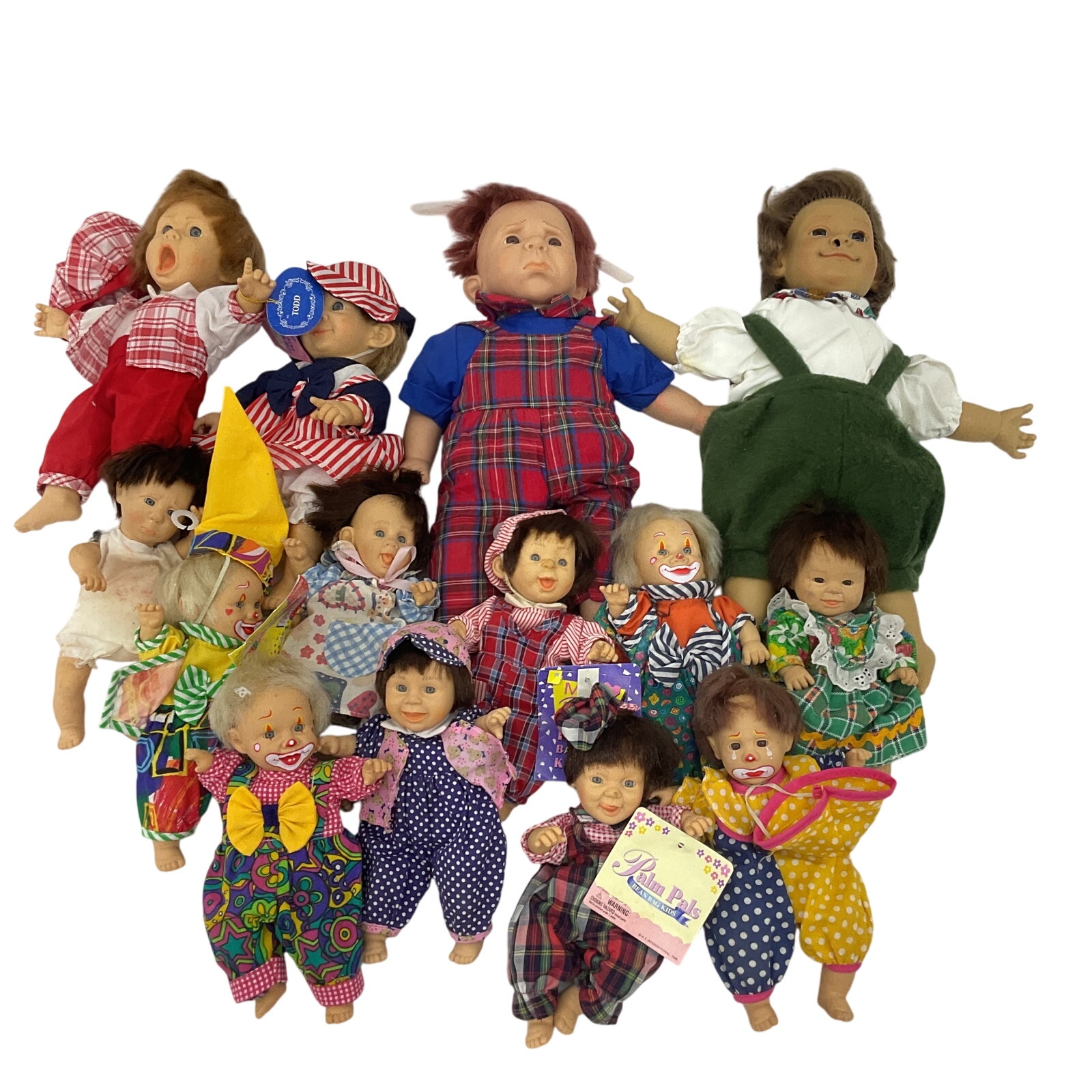 Vintage Palm Pals & Others Emotive Ugly Funny Faces Bean Bag Baby Dolls LOT Used