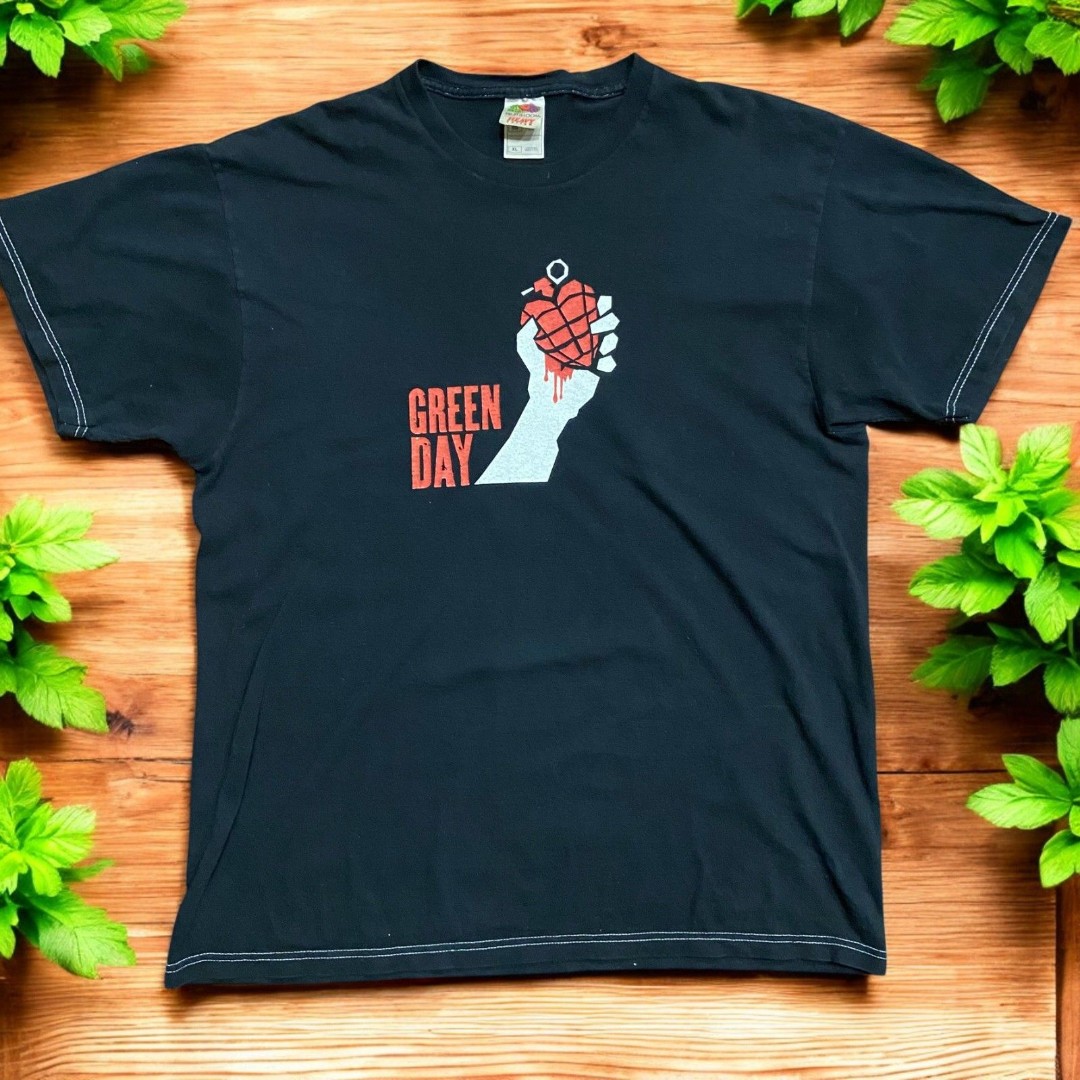 Fruit Of The Loom Vintage Y2K Green Day American Idiot 2004 Tour Black Tee XL
