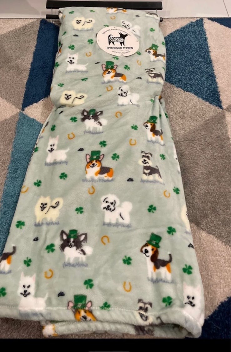 St. Patrick’s Day Dog Super Soft Plush Throw Blanket