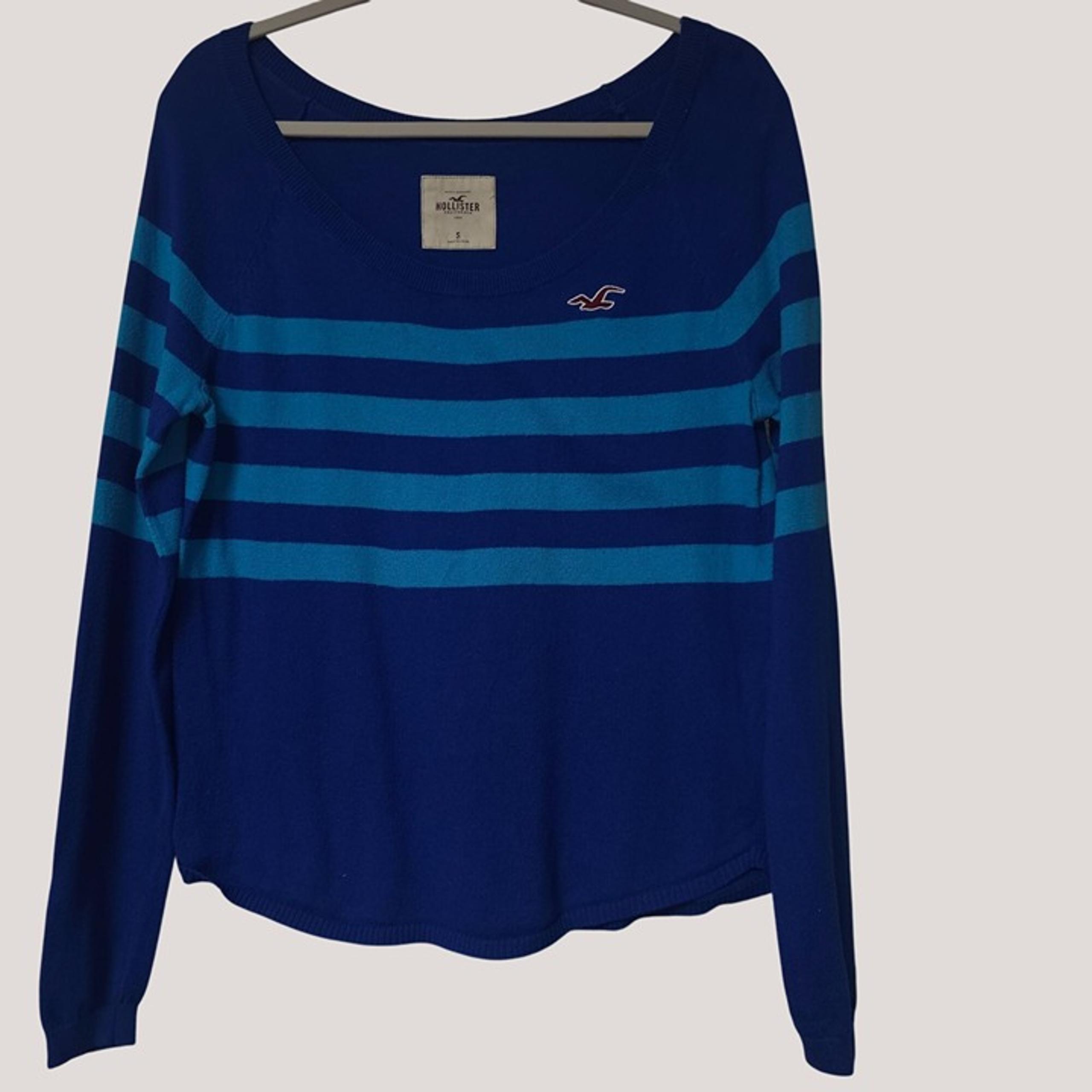 Hollister Women's Striped Blue & Turquoise Sweater Size S Cotton Blend Knit