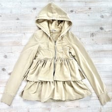 Prairie Underground Tiered Layered Zip Front Hoodie | Khaki Size Medium