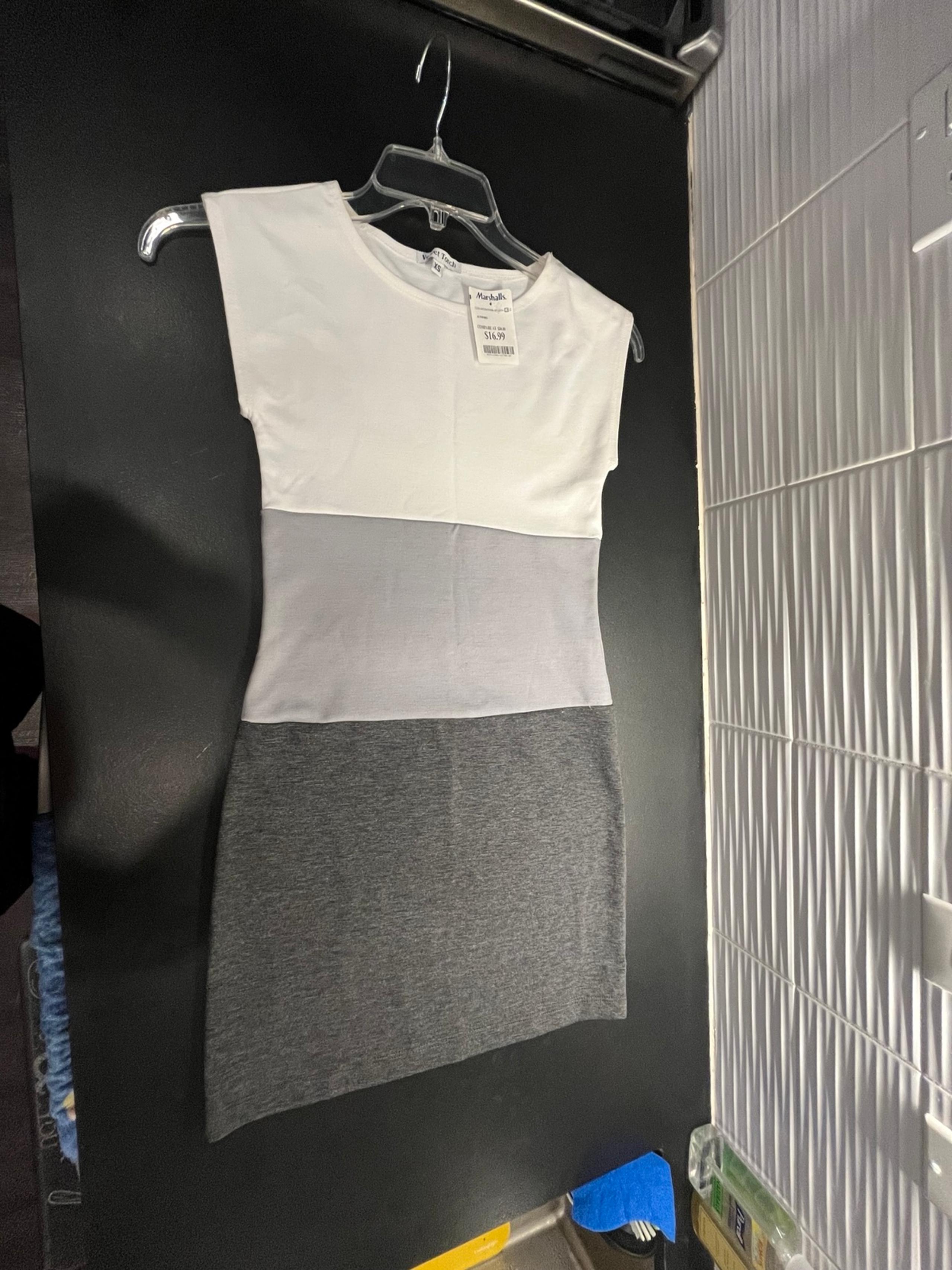 Velvet Torch Ombré Dress  - white/grey